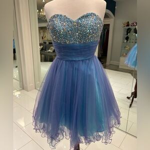 Blue & Purple Strapless Formal Dress